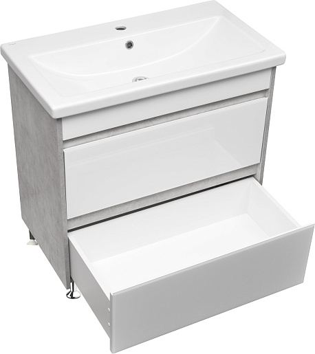 Stella Polare Тумба с раковиной Браво 80 слэйт / лакобель белое – картинка-5